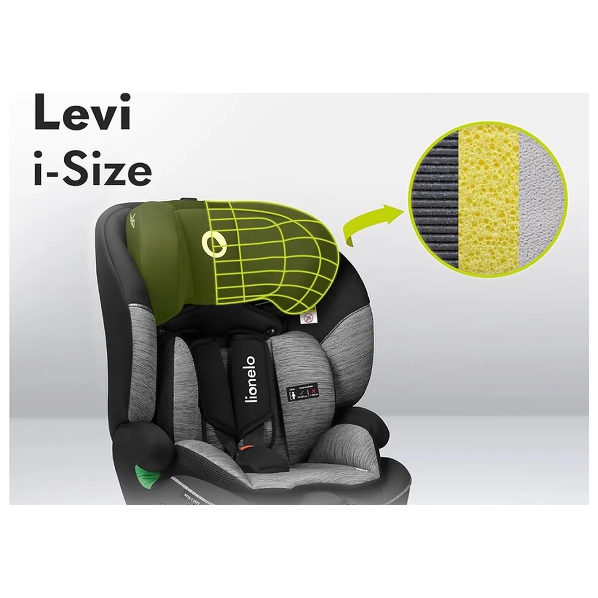 Scaun auto, Lionelo, Levi One i-Size, Universal, Instalare FWF, Cu tetiera reglabila in 10 pozitii, Cu spatar [14]