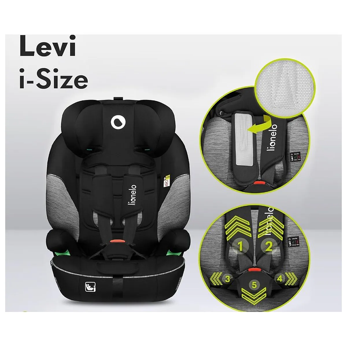 Scaun auto, Lionelo, Levi One i-Size, Universal, Instalare FWF, Cu tetiera reglabila in 10 pozitii, Cu spatar [16]