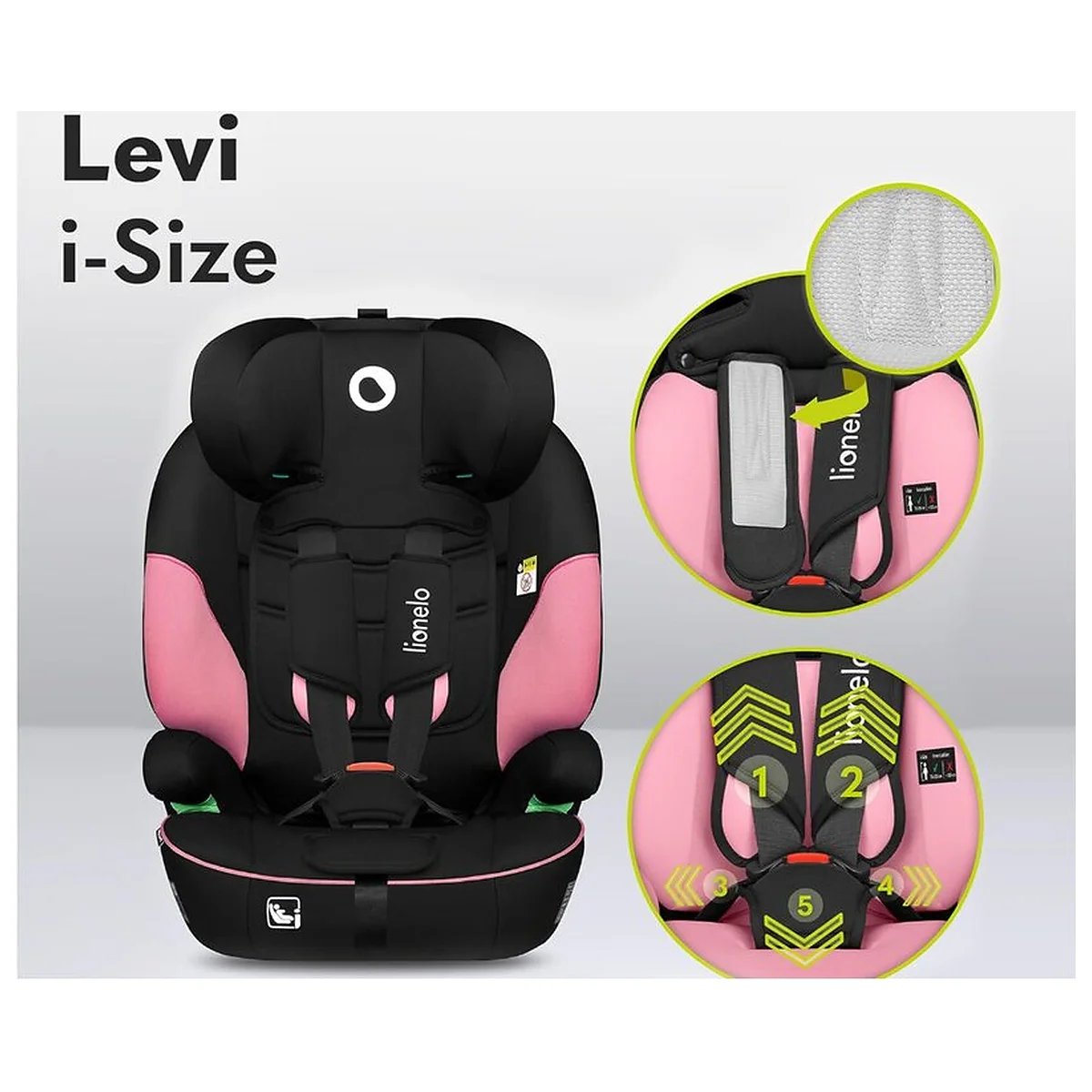 Scaun auto, Lionelo, Levi One i-Size, Universal, Instalare FWF, Cu tetiera reglabila in 10 pozitii, Cu spatar [15]