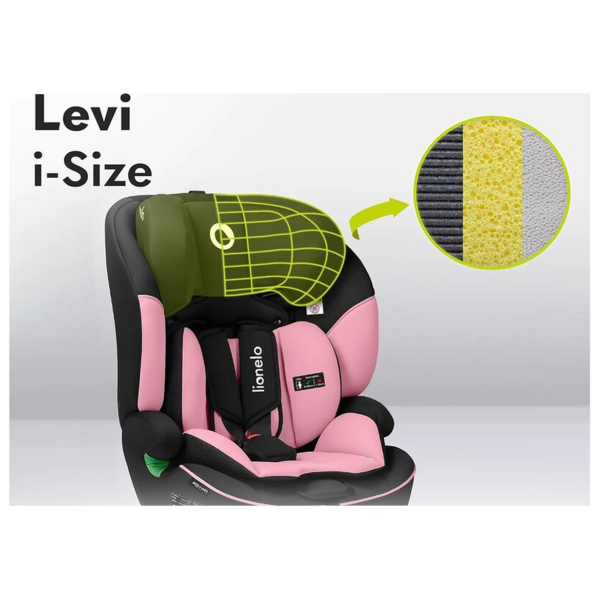 Scaun auto, Lionelo, Levi One i-Size, Universal, Instalare FWF, Cu tetiera reglabila in 10 pozitii, Cu spatar [18]