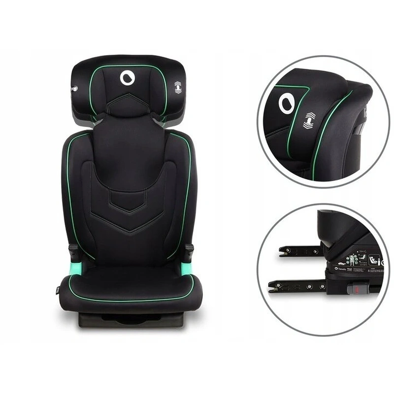 Lionelo - Scaun auto Neal Onix Spatar reglabil, Baza i-size, 15-36 Kg, cu Isofix, Conform cu standardul european de securitate ECE R129, Negru [4]