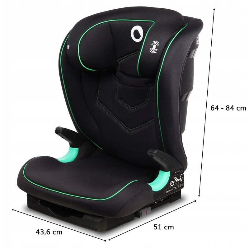 Lionelo - Scaun auto Neal Onix Spatar reglabil, Baza i-size, 15-36 Kg, cu Isofix, Conform cu standardul european de securitate ECE R129, Negru [9]