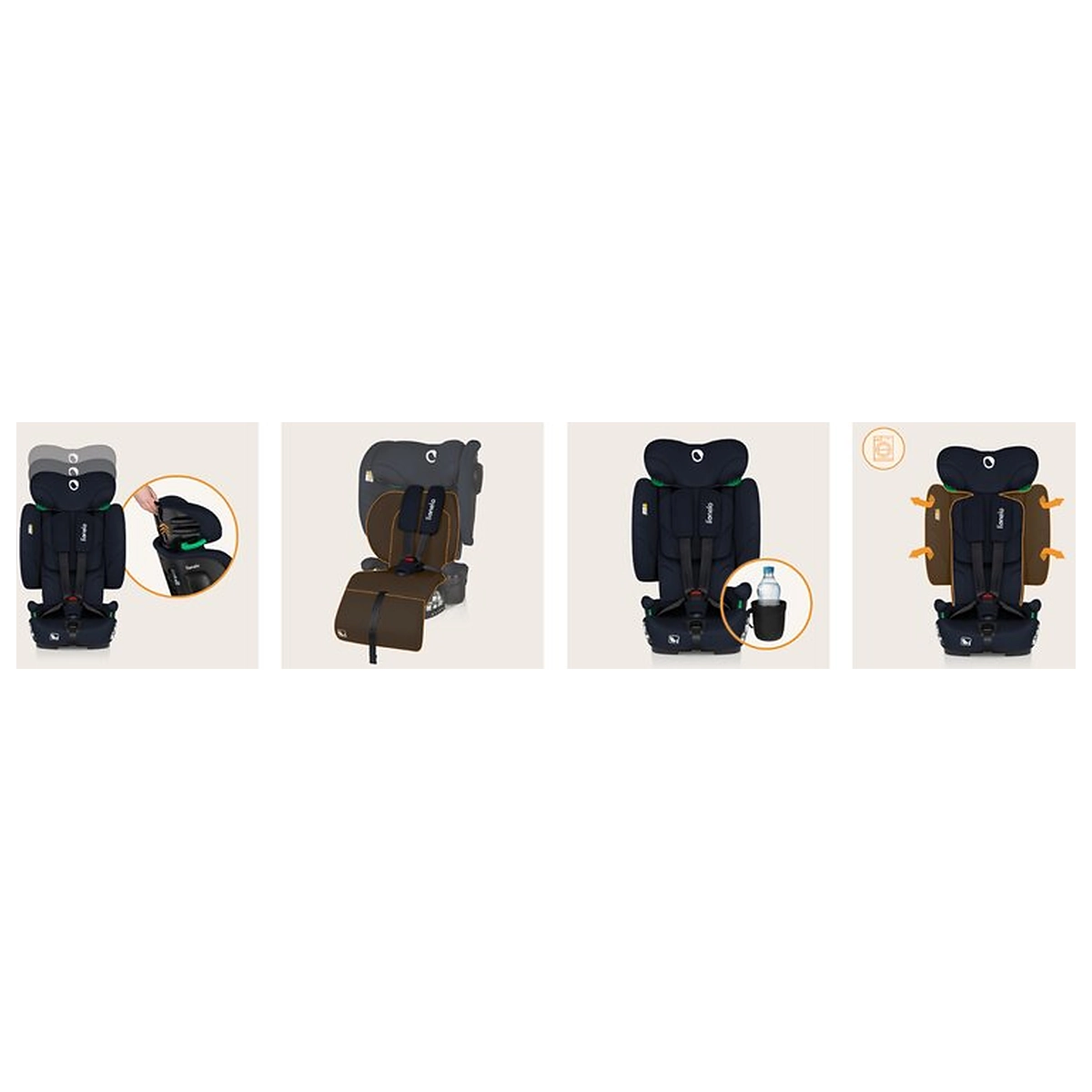 Scaun auto pliabil, Lionelo, Nelly, i-Size, 76- 150 cm, Tetiera reglabila in 15 pozitii, Spatar reglabil in 4 pozitii, [33]