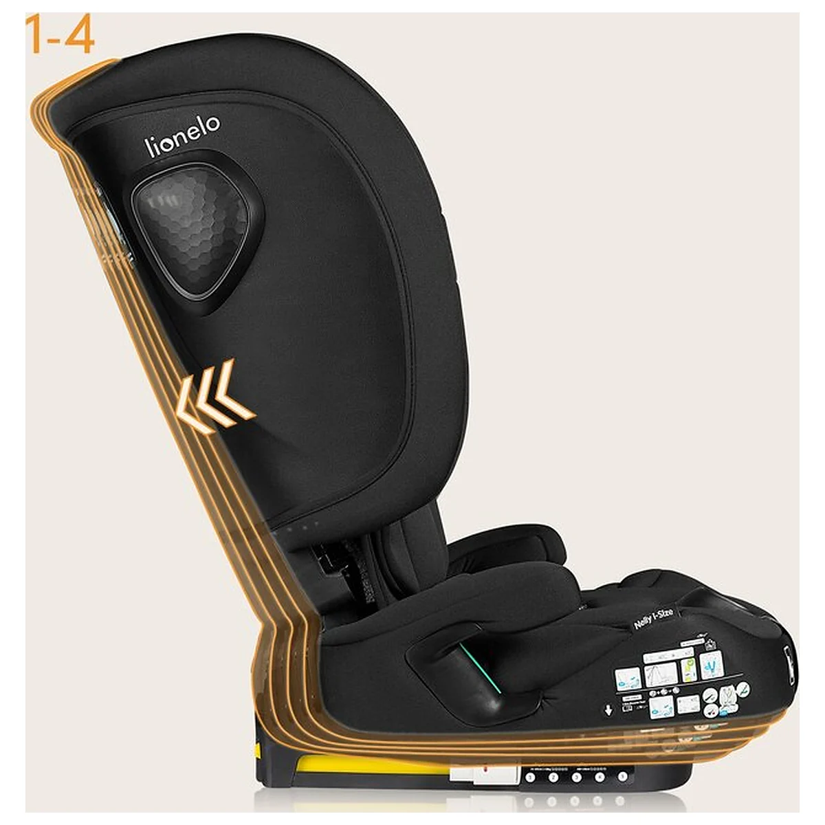 Scaun auto pliabil, Lionelo, Nelly, i-Size, 76- 150 cm, Tetiera reglabila in 15 pozitii, Spatar reglabil in 4 pozitii, [29]