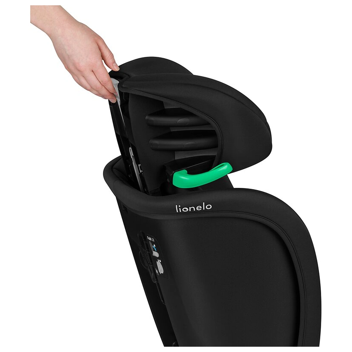 Scaun auto pliabil, Lionelo, Orin, i-Size, 100-150 cm, Isofix+Top Tether, Husa transport, Negru Carbon [8]