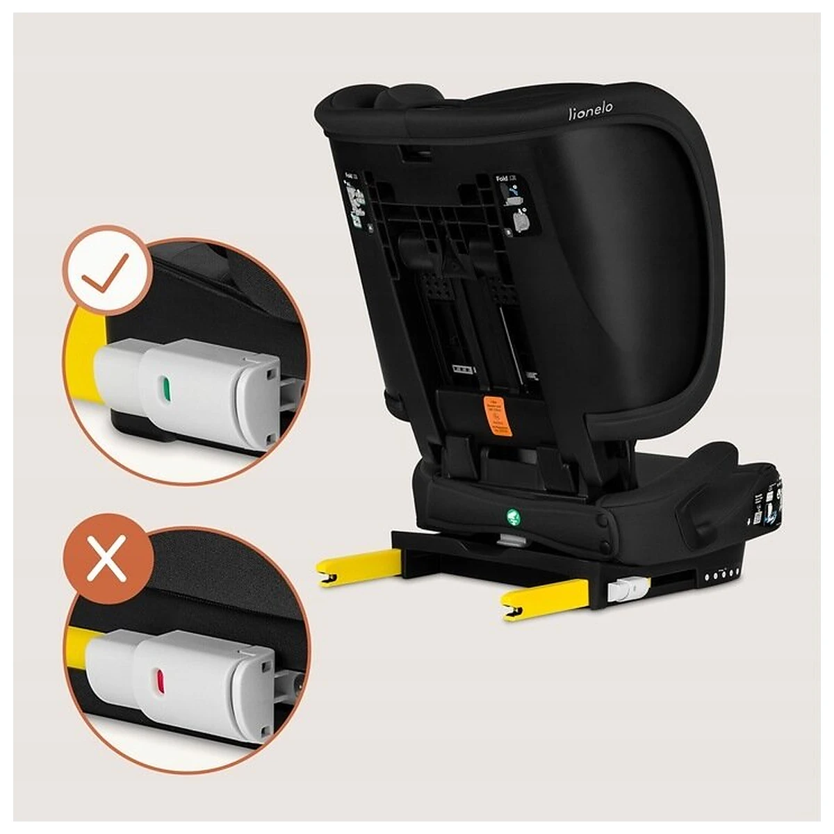 Scaun auto pliabil, Lionelo, Orin, i-Size, 100-150 cm, Isofix+Top Tether, Husa transport, Negru Carbon [13]