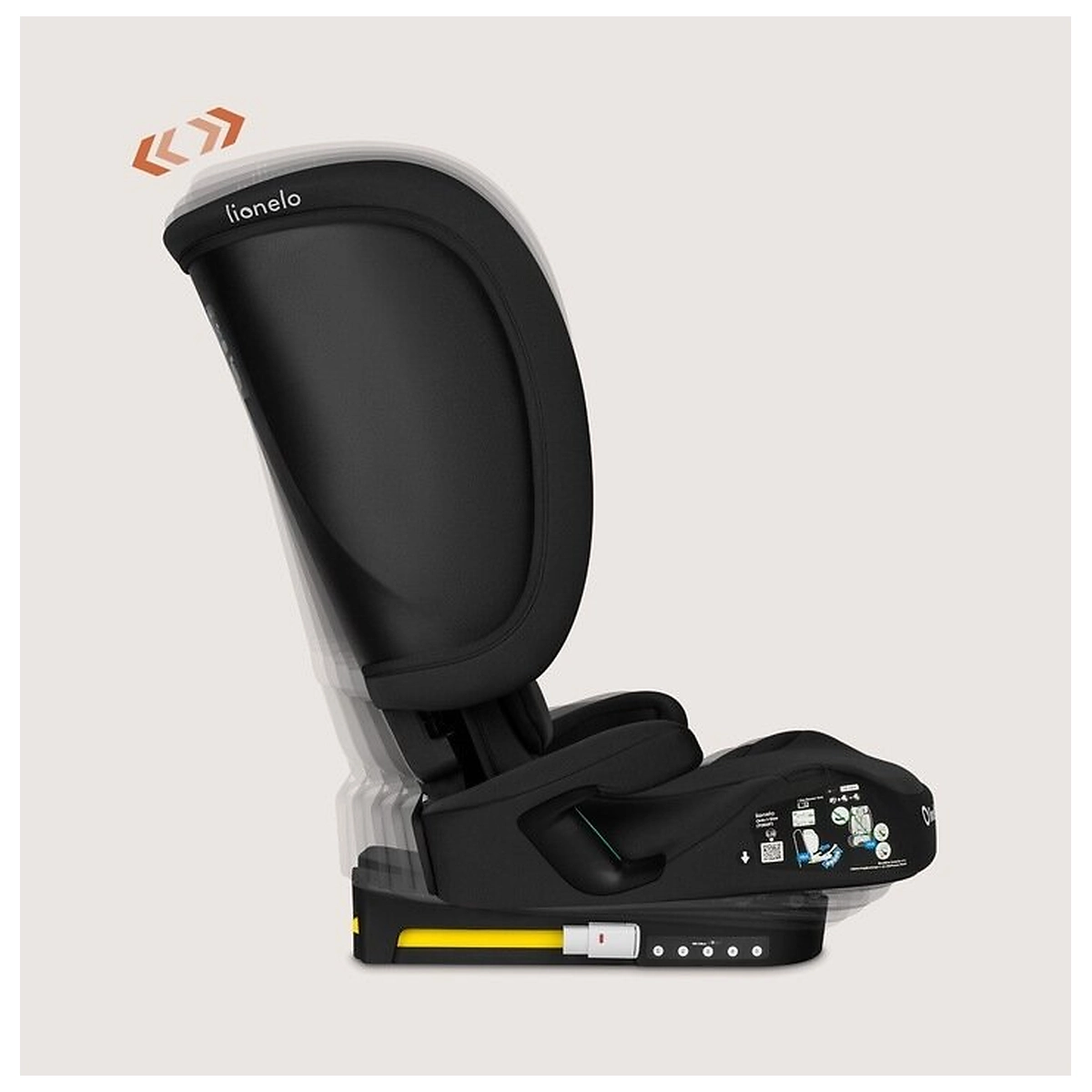 Scaun auto pliabil, Lionelo, Orin, i-Size, 100-150 cm, Isofix+Top Tether, Husa transport, Negru Carbon [15]