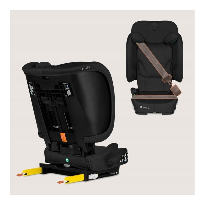 Scaun auto pliabil, Lionelo, Orin, i-Size, 100-150 cm, Isofix+Top Tether, Husa transport, Negru Carbon [29]