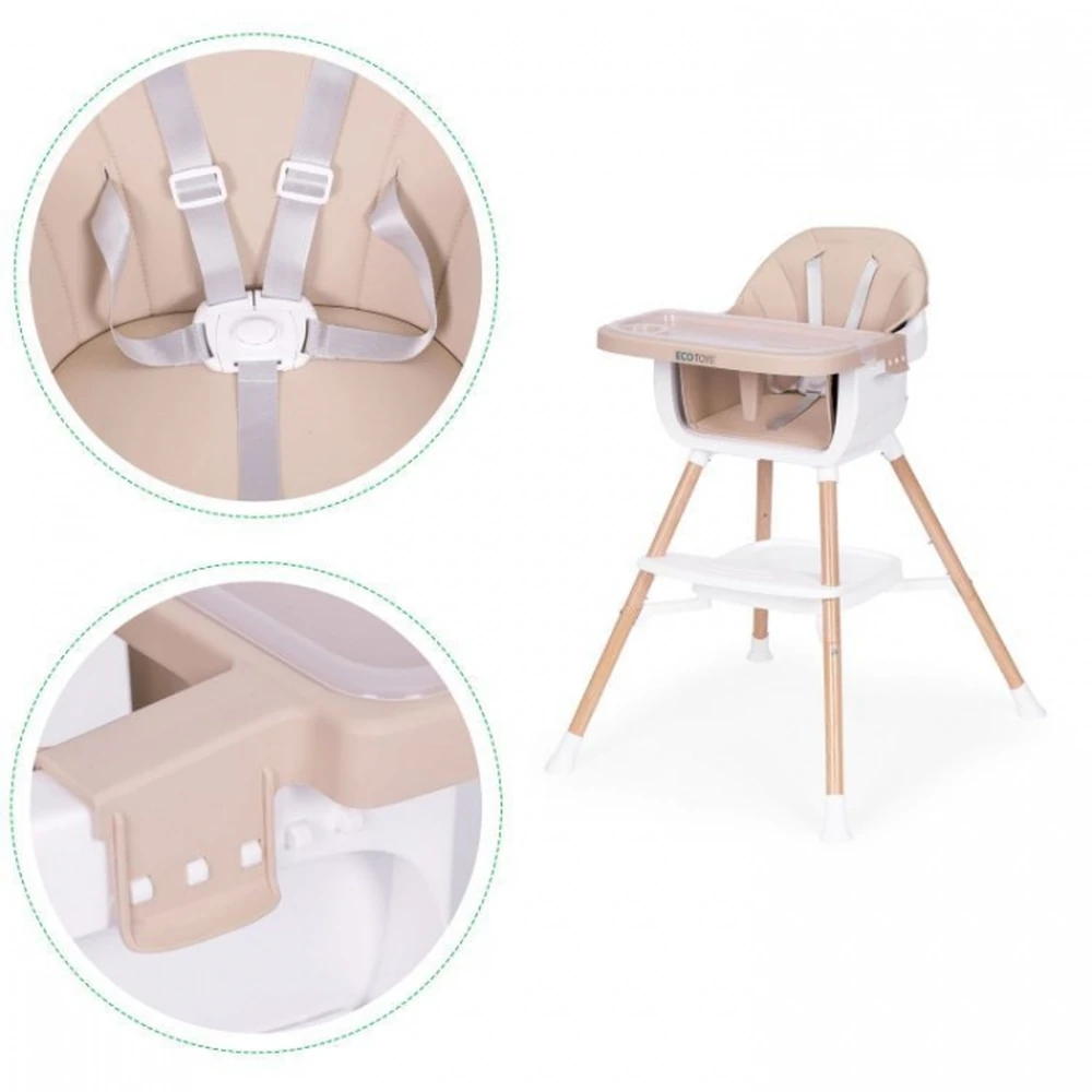 Scaun de masa 2 in 1 Ecotoys - Bej [7]