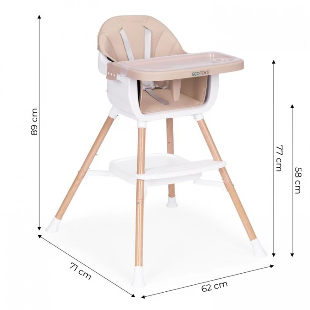 Scaun de masa 2 in 1 Ecotoys - Bej [9]