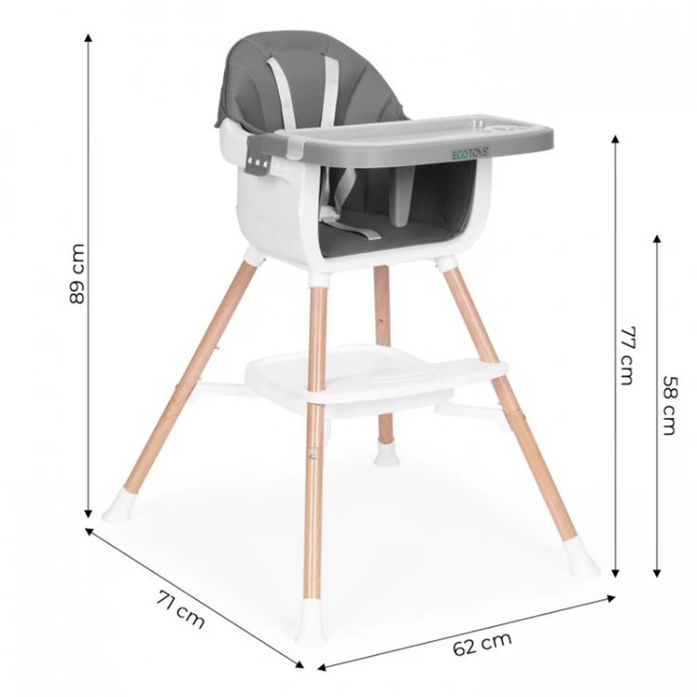 Scaun de masa 2 in 1 Ecotoys - Gri [9]