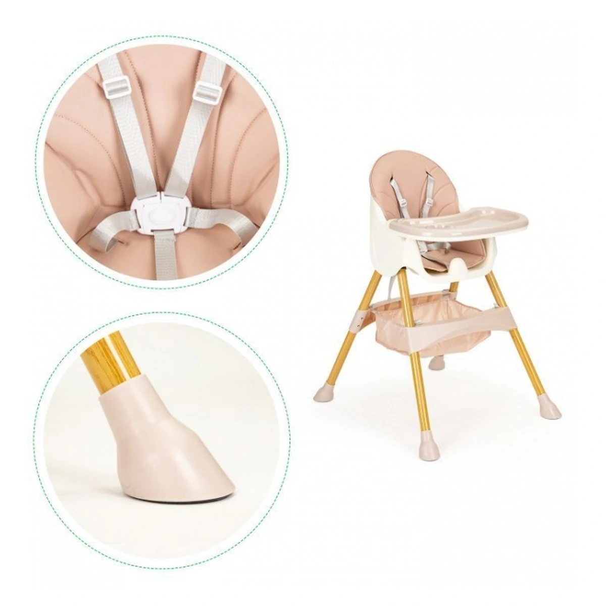 Scaun de masa 2 in 1 Ecotoys Roz, reglabil copii [3]