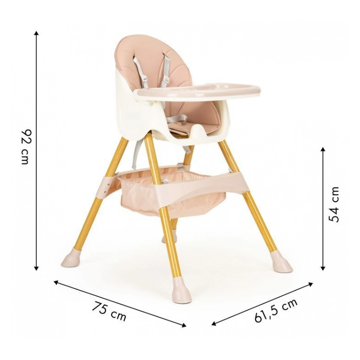 Scaun de masa 2 in 1 Ecotoys Roz, reglabil copii [4]