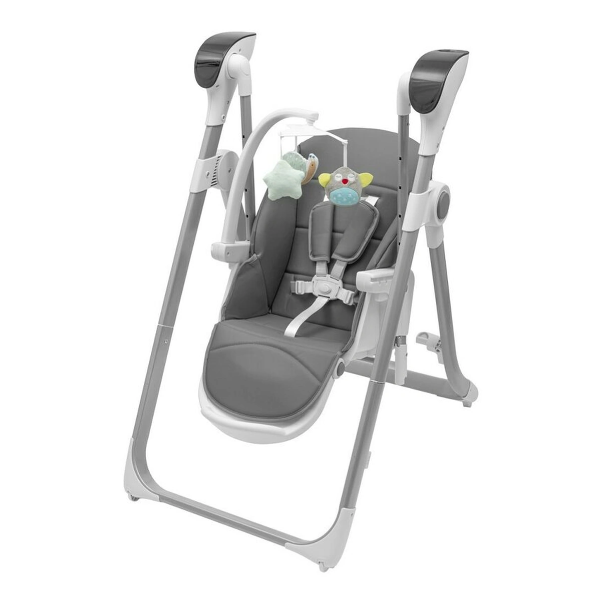 Scaun de masa 2 in 1, New Baby, Smart, leagan pentru copii, telecomanda, 5 viteze de leganare, melodii si jucarii, 0-36 luni, Grey [4]