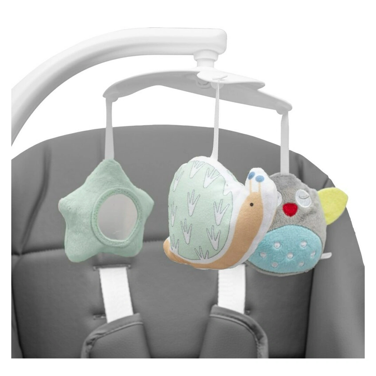 Scaun de masa 2 in 1, New Baby, Smart, leagan pentru copii, telecomanda, 5 viteze de leganare, melodii si jucarii, 0-36 luni, Grey [7]