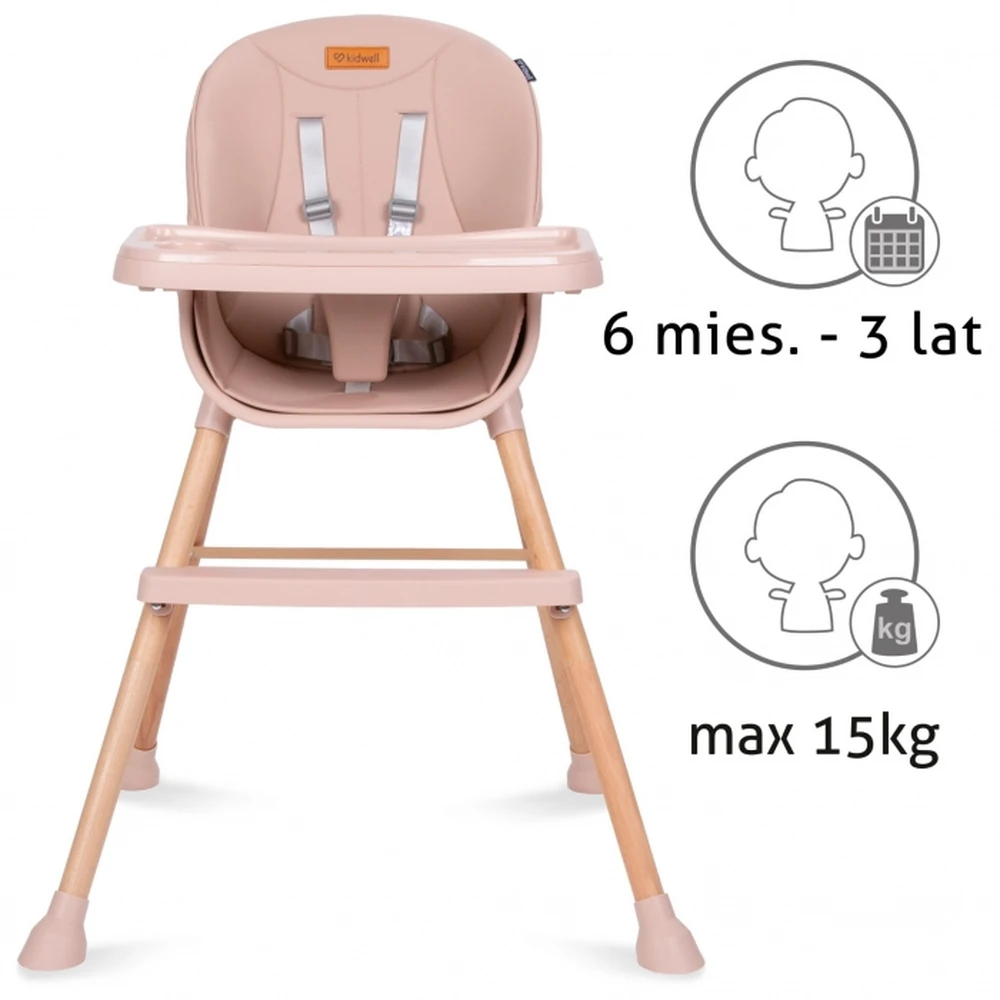 Scaun de masa 4 in 1 Kidwell EATAN Wood Pink [5]