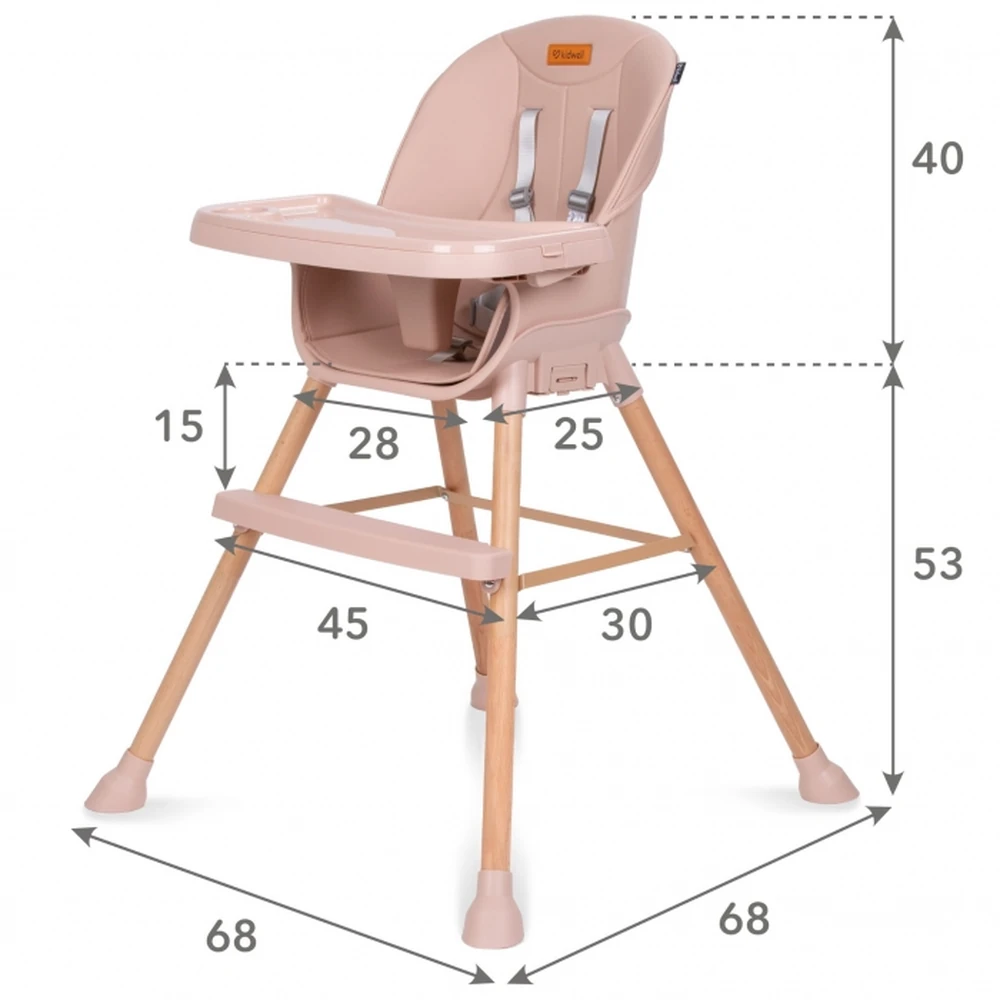 Scaun de masa 4 in 1 Kidwell EATAN Wood Pink [2]