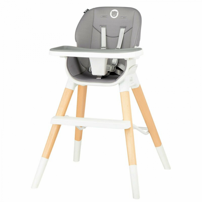 Lionelo - Scaun de masa Mona, 4 in 1, Transformabil, Reglabil in inaltime in 3 pozitii, Conform cu standardele europene de securitate EN14988, EN16120, Stone [13]