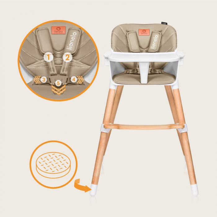 Scaun de masa, Lionelo, Koen, 2 in 1, Transformabil, Sustine 30 kg, 6 luni+, Bej [12]
