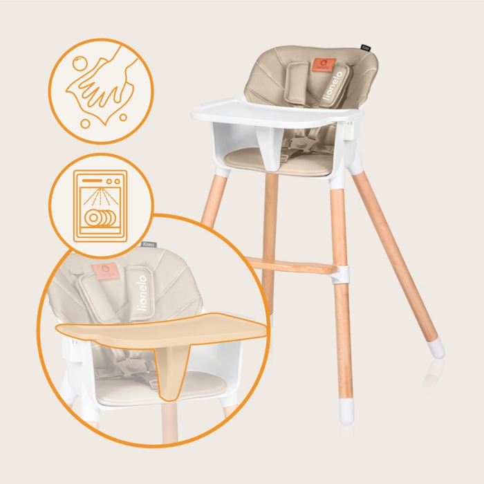 Scaun de masa, Lionelo, Koen, 2 in 1, Transformabil, Sustine 30 kg, 6 luni+, Bej [15]