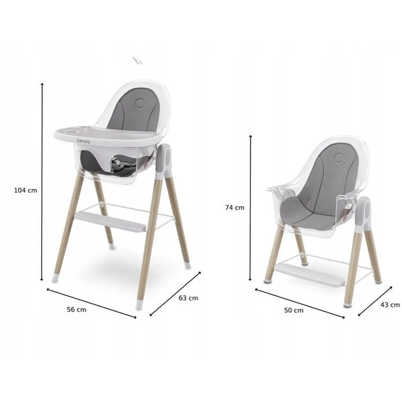 Lionelo - Scaun de masa Maya, 2 in 1, Transformabil, 3 pozitii de inclinare, Conform cu standardele europeane de securitate EN14988, EN12790, White [2]