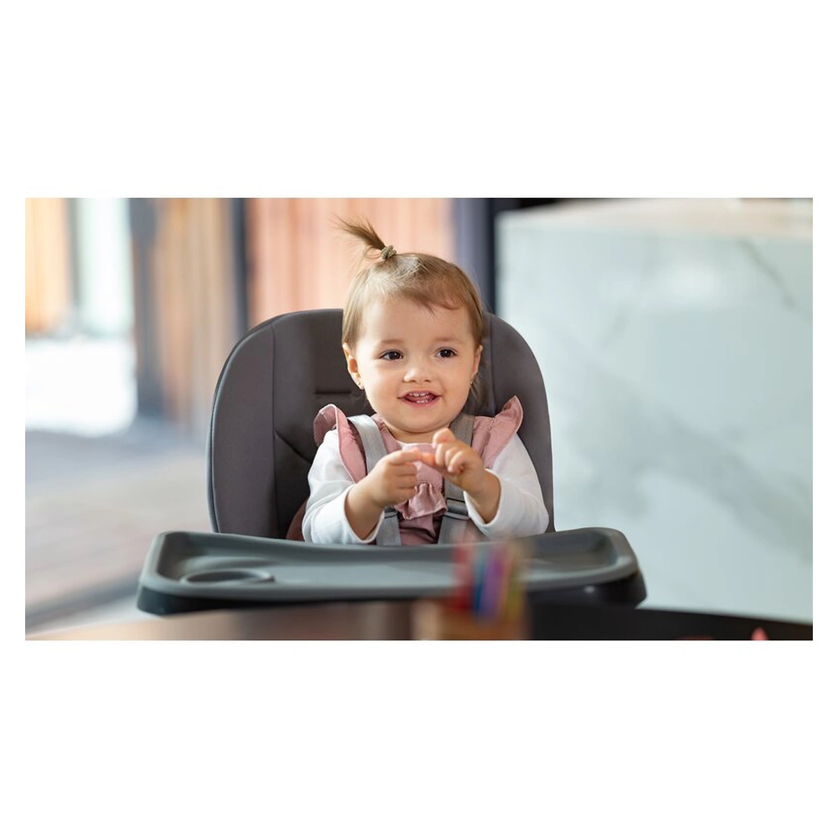 Lionelo - Scaun de masa Mona, 4 in 1, Transformabil, Reglabil in inaltime in 3 pozitii, Conform cu standardele europene de securitate EN14988, EN16120, Stone [22]