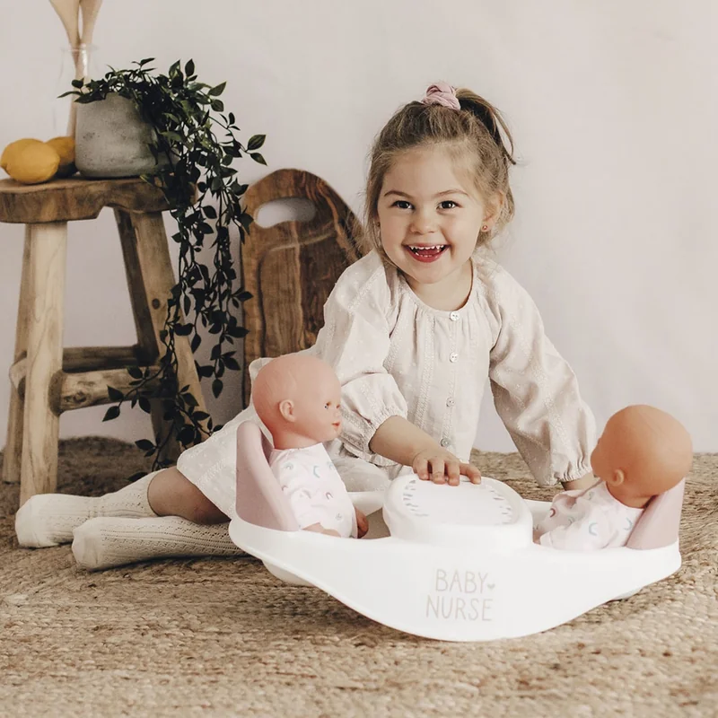 Scaun de masa pentru papusi Smoby Baby Nurse Twin 2 in 1 maro [6]