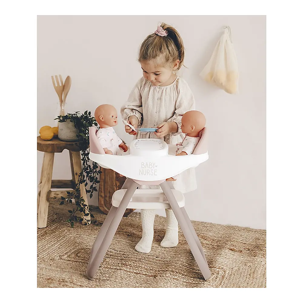 Scaun de masa pentru papusi Smoby Baby Nurse Twin 2 in 1 maro [5]