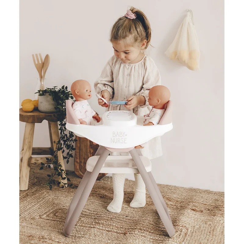 Scaun de masa pentru papusi Smoby Baby Nurse Twin 2 in 1 maro [5]