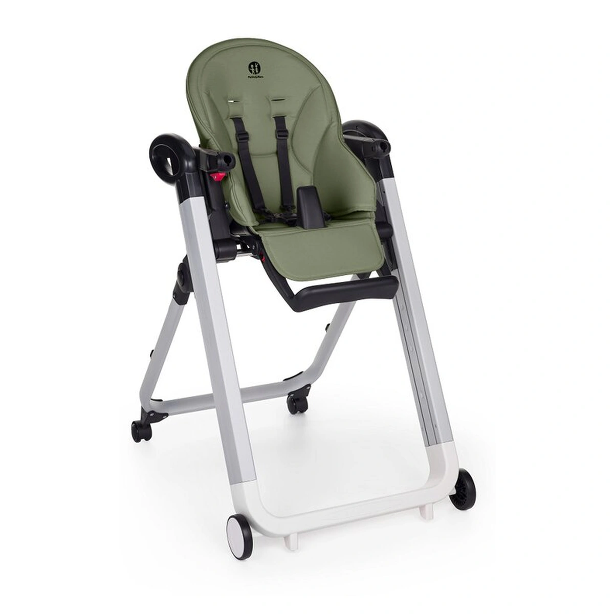 Scaun de masa, Petite&Mars, Tasty, Spatar, suport picioare si tavita reglabile, Cu roti, Mature Olive [5]