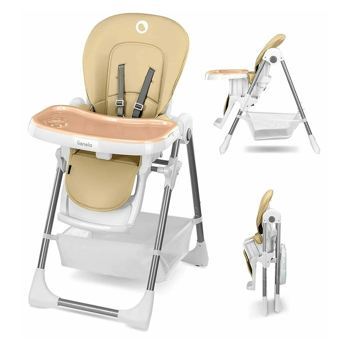 Lionelo - Scaun de masa Reglabil, 6 Pozitii pe inaltime, Spatar reglabil in 3 pozitii, Linn Plus din metal, Conform cu standardul europeane de securitate EN14988, Bej [3]