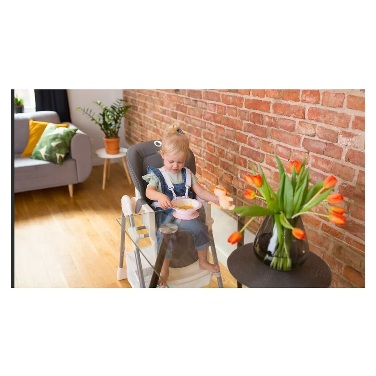 Lionelo - Scaun de masa Reglabil, 6 Pozitii pe inaltime, Spatar reglabil in 3 pozitii, Linn Plus din metal, Conform cu standardul europeane de securitate EN14988, Gri [22]