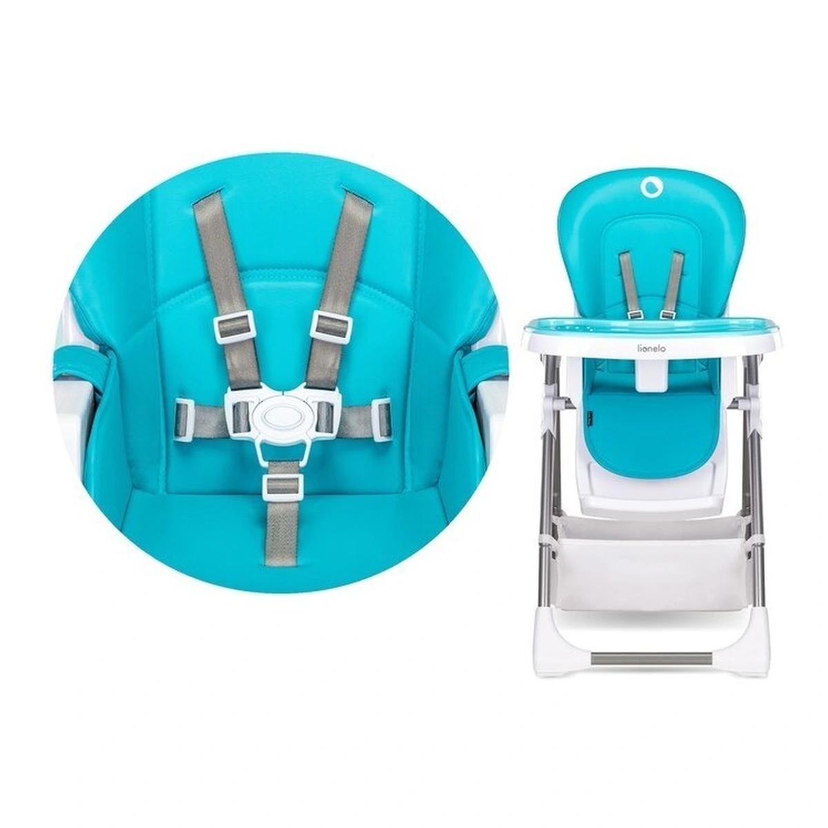 Lionelo - Scaun de masa Reglabil, 6 Pozitii pe inaltime, Spatar reglabil in 3 pozitii, Linn Plus din metal, Conform cu standardul europeane de securitate EN14988, Turcoaz [16]