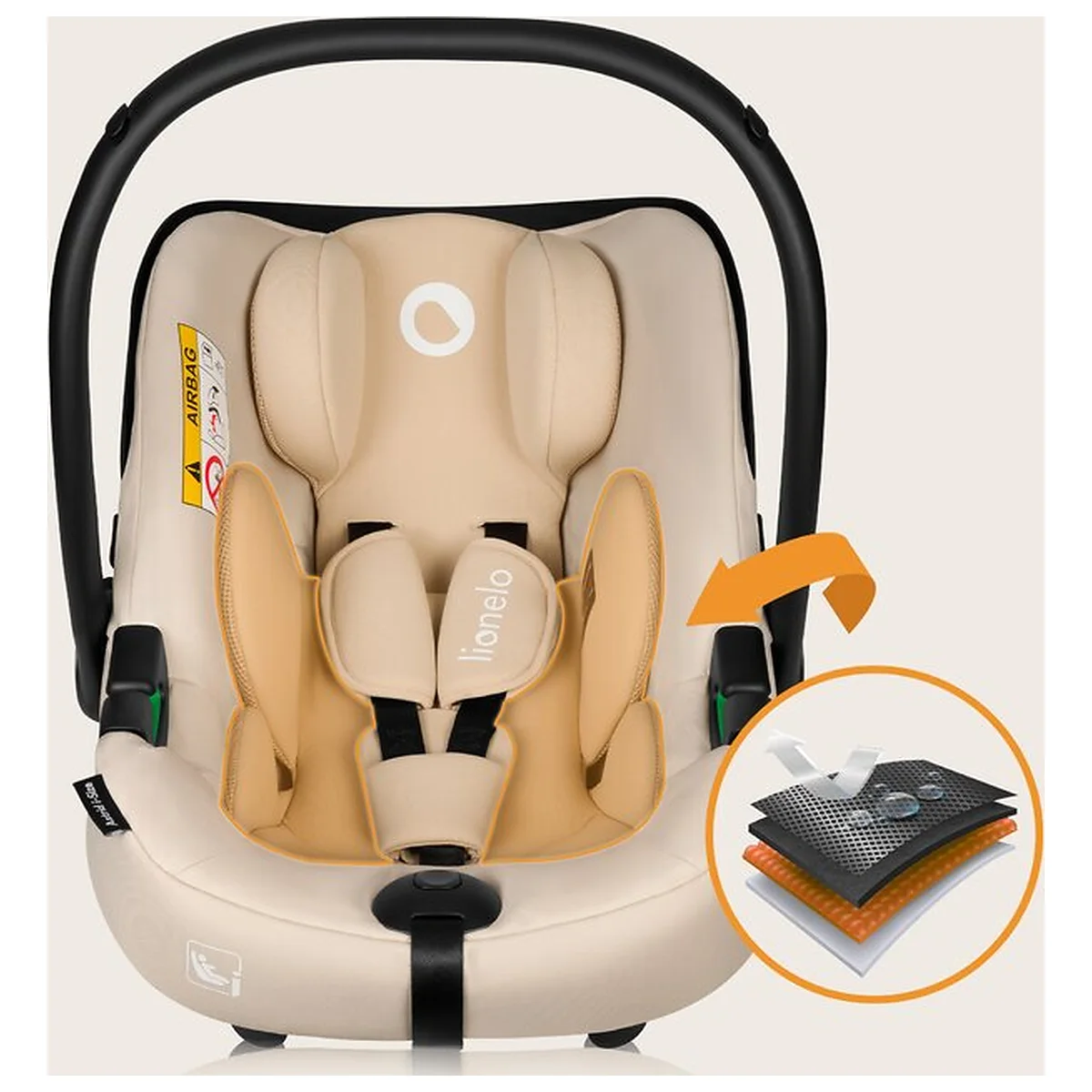 Scoica auto, Lionelo, i-Size Astrid, 0-13 Kg, 40-87 cm, Testat ADAC, Bej [21]