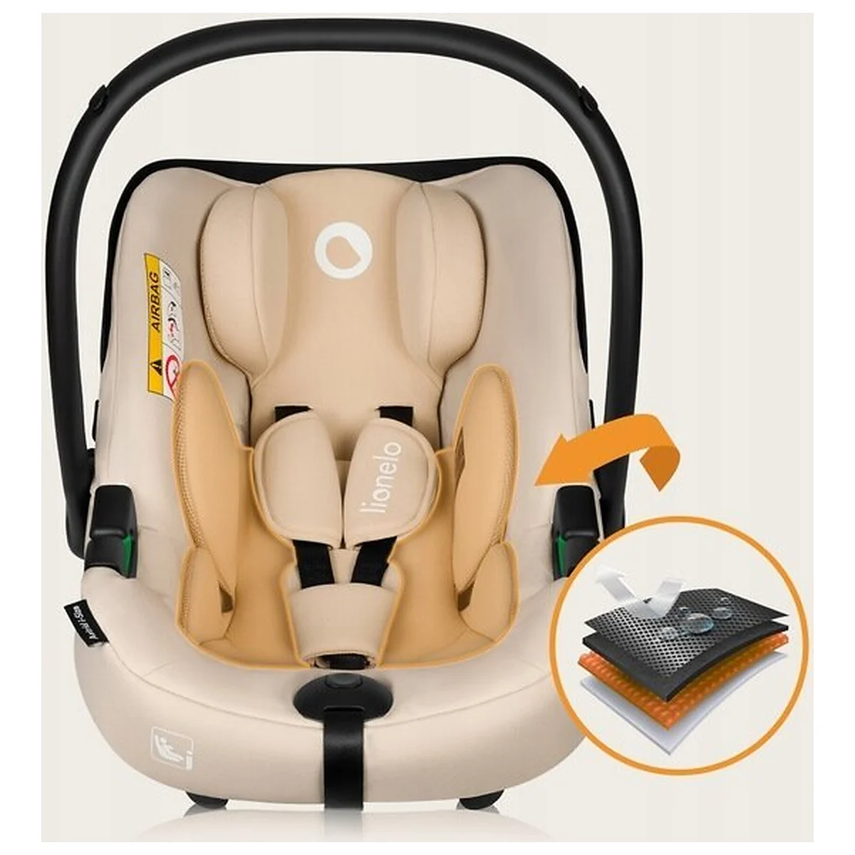 Scoica auto, Lionelo, i-Size Astrid, Include baza Isofix, 0-13 Kg, 40-87 cm, Testat ADAC, Bej [26]
