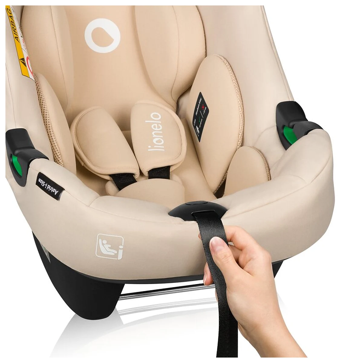 Scoica auto, Lionelo, i-Size Astrid, Include baza Isofix, 0-13 Kg, 40-87 cm, Testat ADAC, Bej [4]
