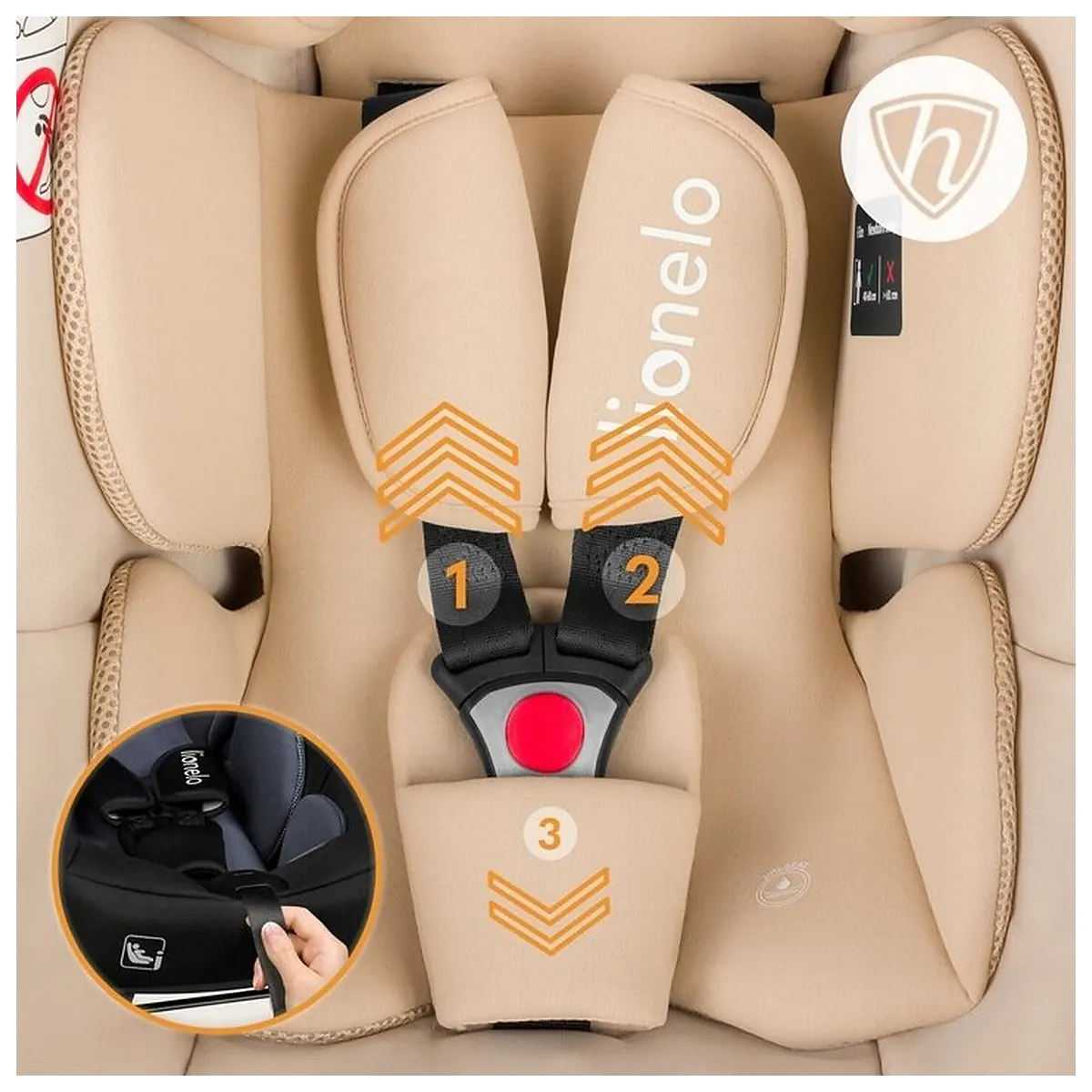 Scoica auto, Lionelo, i-Size Astrid, Include baza Isofix, 0-13 Kg, 40-87 cm, Testat ADAC, Bej [27]
