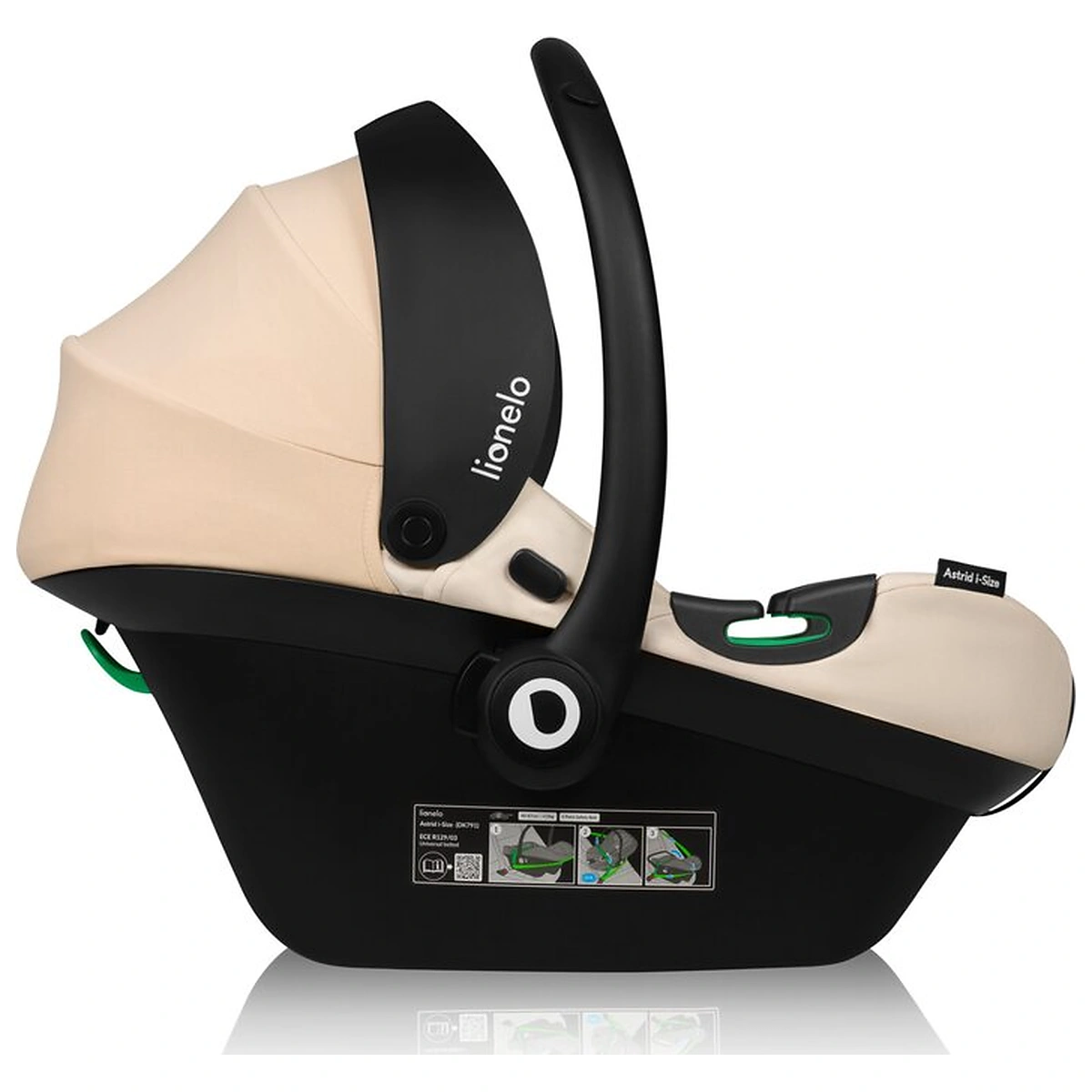 Scoica auto, Lionelo, i-Size Astrid, Include baza Isofix, 0-13 Kg, 40-87 cm, Testat ADAC, Bej [9]