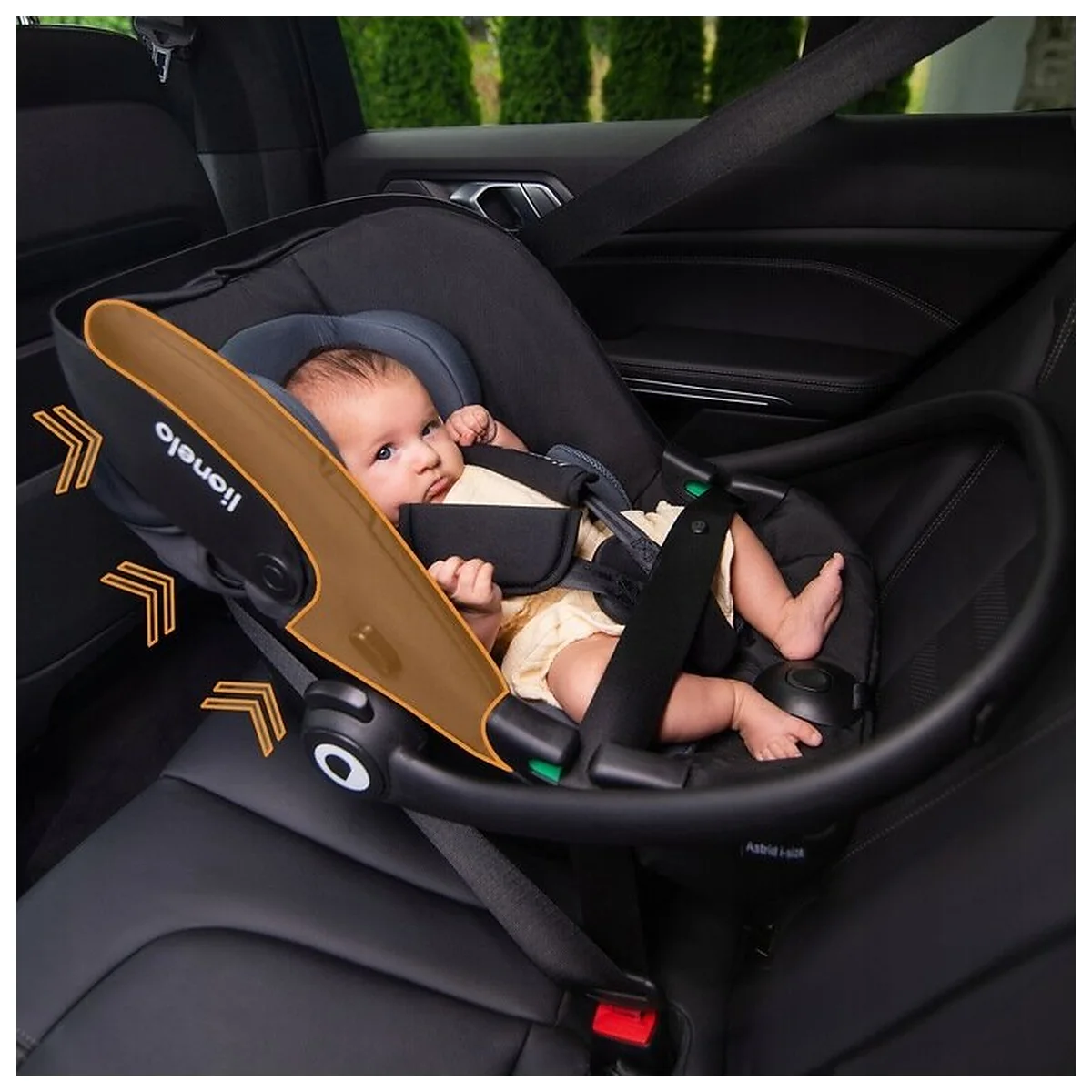 Scoica auto, Lionelo, i-Size Astrid, Include baza Isofix, 0-13 Kg, 40-87 cm, Testat ADAC, Bej [29]