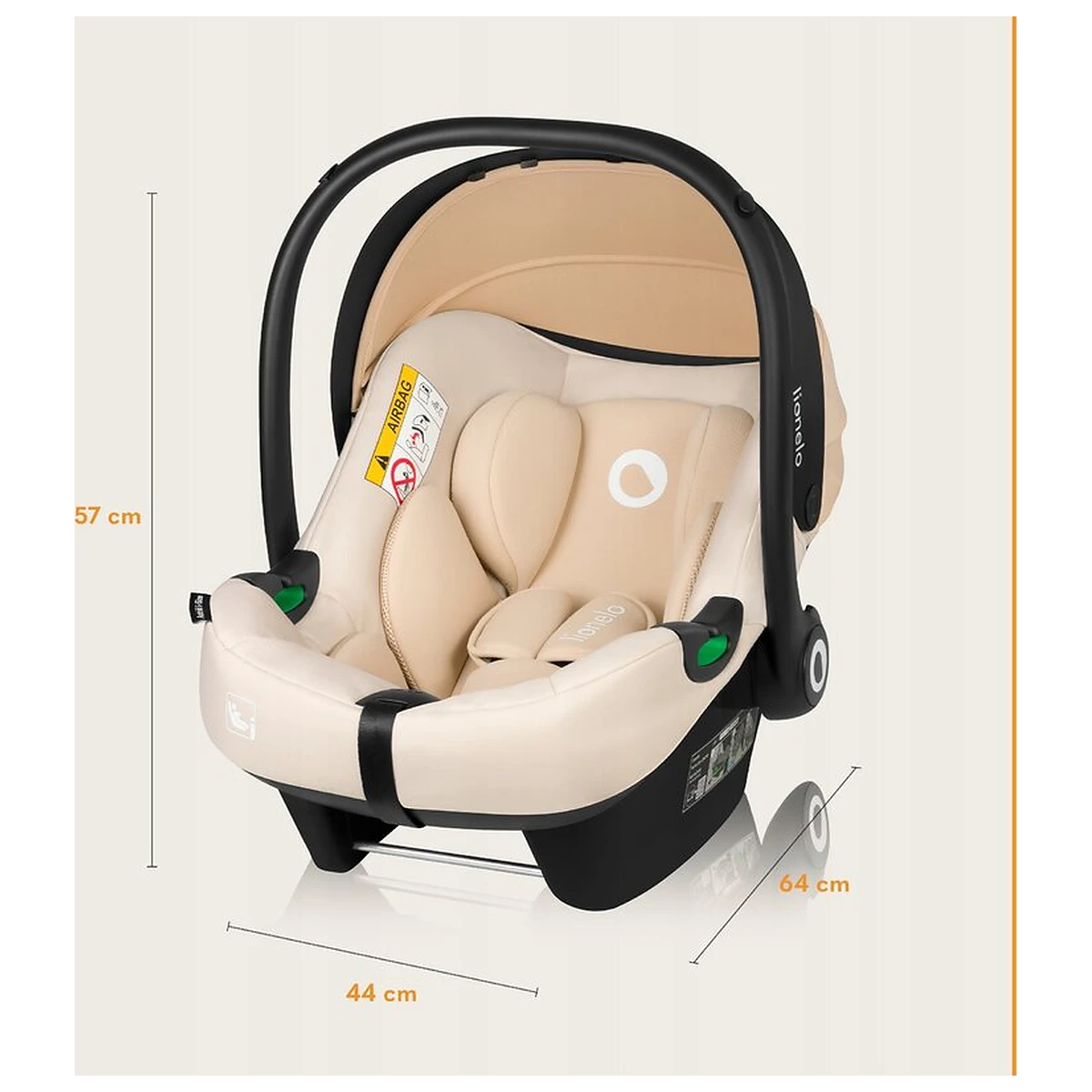 Scoica auto, Lionelo, i-Size Astrid, Include baza Isofix, 0-13 Kg, 40-87 cm, Testat ADAC, Bej [24]