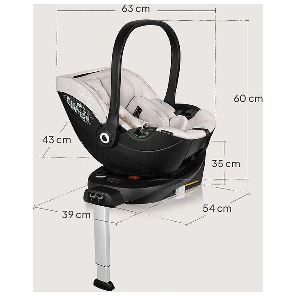 Scoica auto, Lionelo, Moxie, i-Size, Include baza rotativa 360 cu picior de fixare, 40-87 cm, Tetiera reglabila, [29]