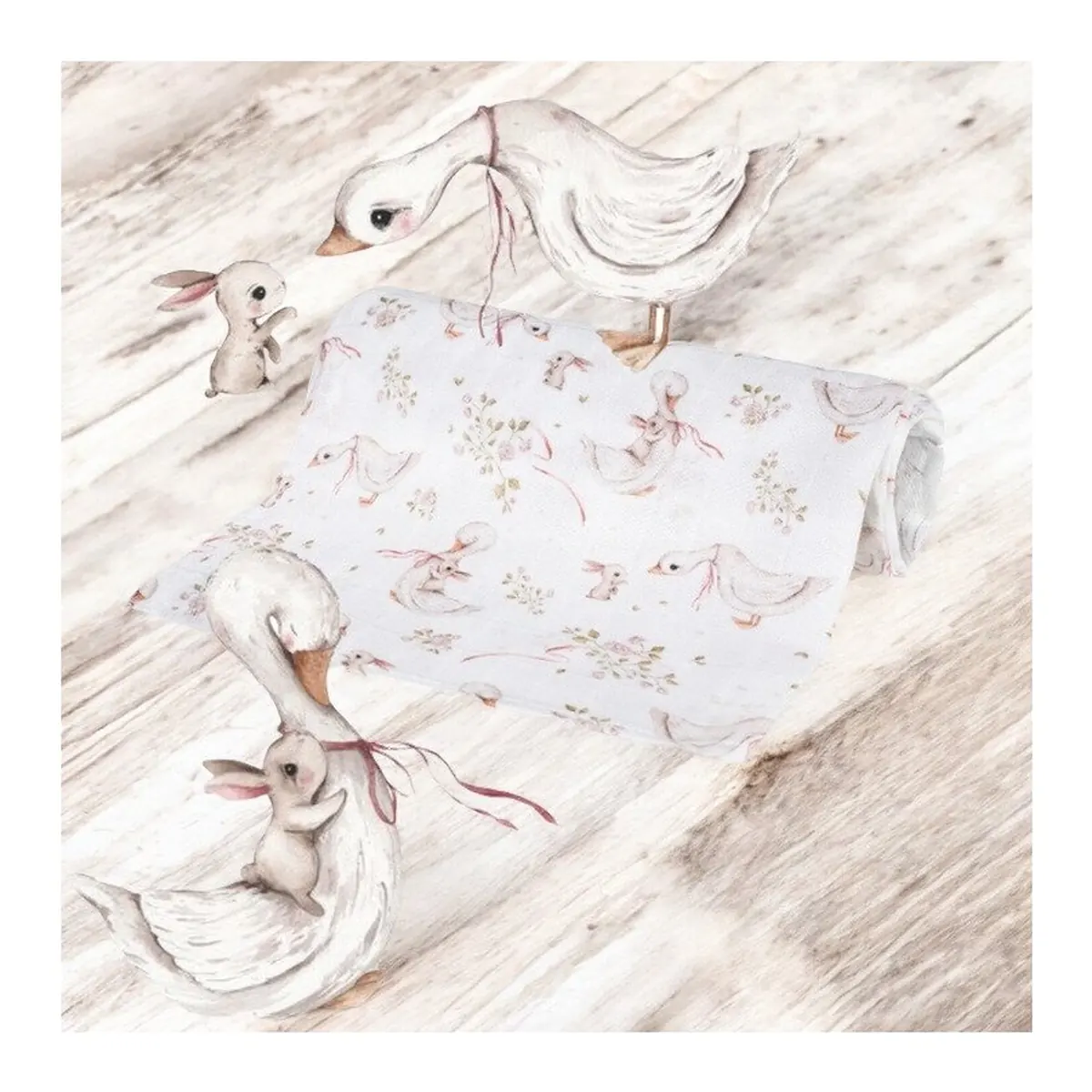 Scutec din bambus, Bocioland, Goose, 75x75 cm, Multicolor [3]