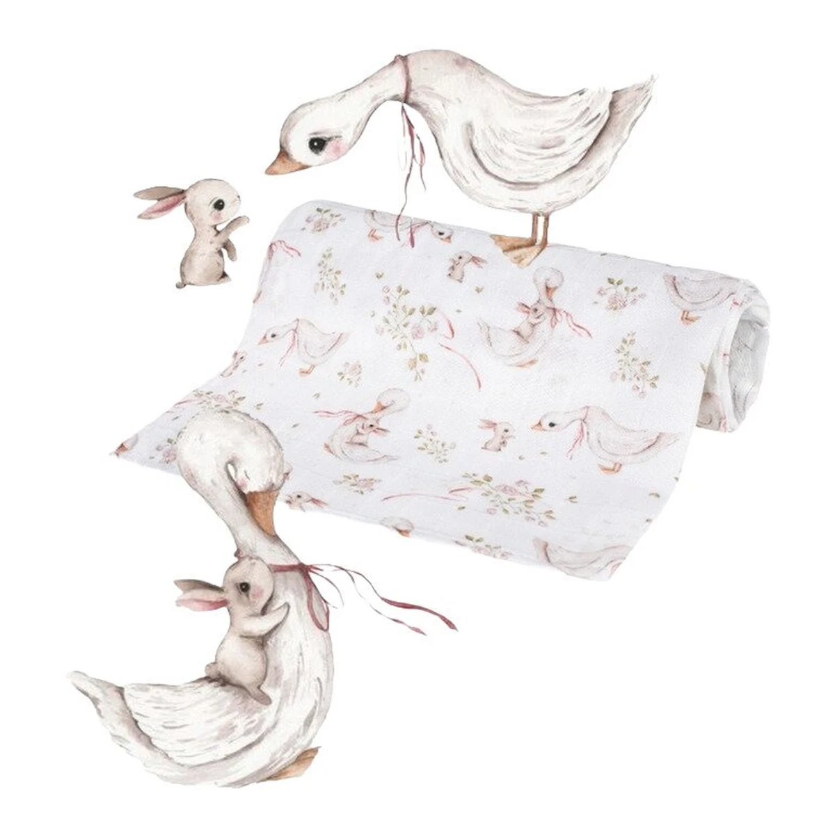 Scutec din bambus, Bocioland, Goose, 75x75 cm, Multicolor [2]