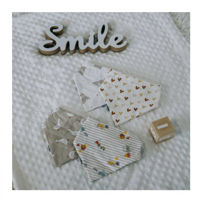 Set 2 bavete, Bubaba, Tip bandana, Cu 2 straturi pentru protectie optima, Bumbac, Hearts [6]
