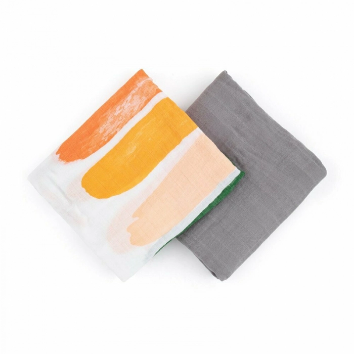 Set 2 museline din bambus, Multifunctionale, Hipoalergenice, 120x120 cm, Multicolor [2]