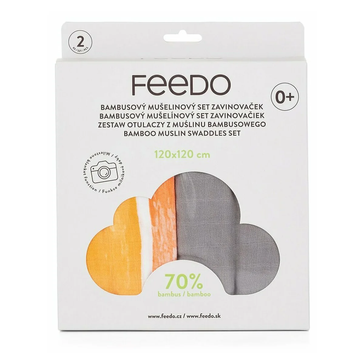 Set 2 museline din bambus, Multifunctionale, Hipoalergenice, 120x120 cm, Multicolor [3]