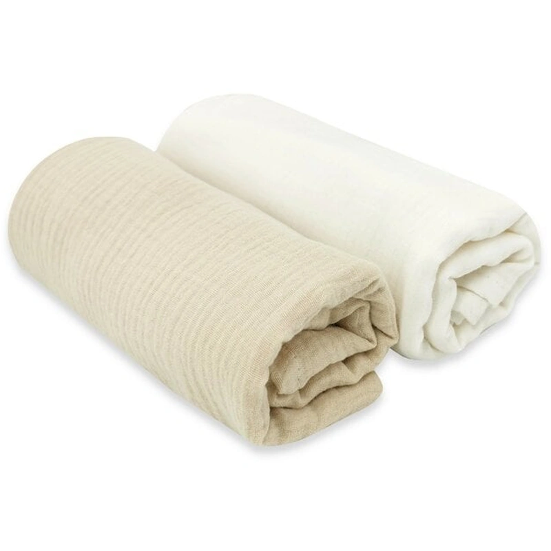Set 2 museline, MimiNu, Multifunctionale, Din bumbac certificat Oeko Tex Standard 100,80x80 cm, Warm beige and Cream [2]