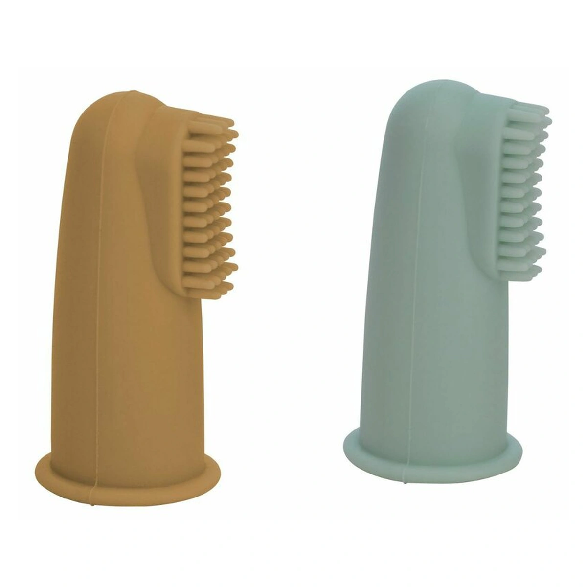 Set 2 periute de dinti pentru deget, FreeON, Cu peri moi, Silicon, 0 luni+, Green/Ochre [3]