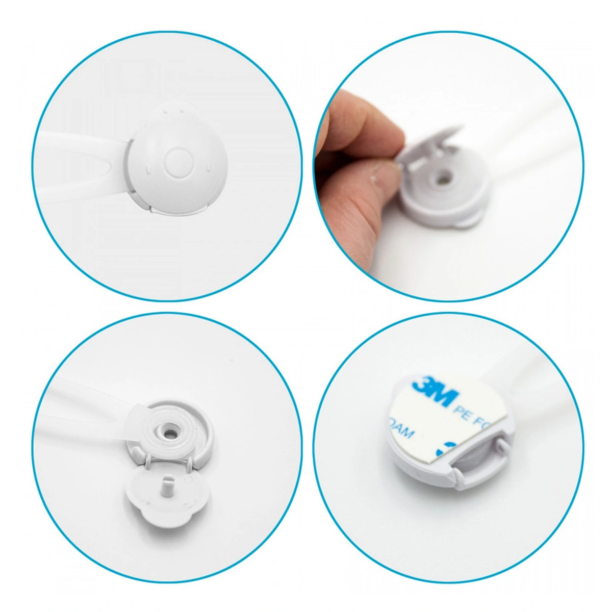 Set 2 sisteme de siguranta multifunctionale, Flexibile, pentru sertare/dulapuri/frigider, Alb [3]