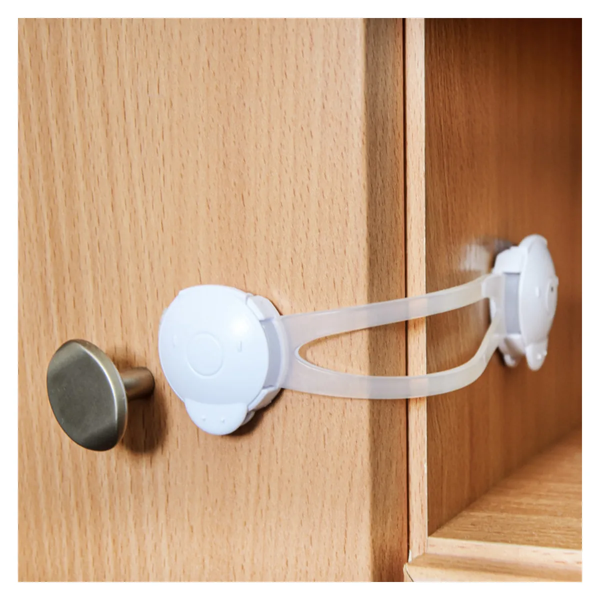 Set 2 sisteme de siguranta multifunctionale, Flexibile, pentru sertare/dulapuri/frigider, Alb [4]